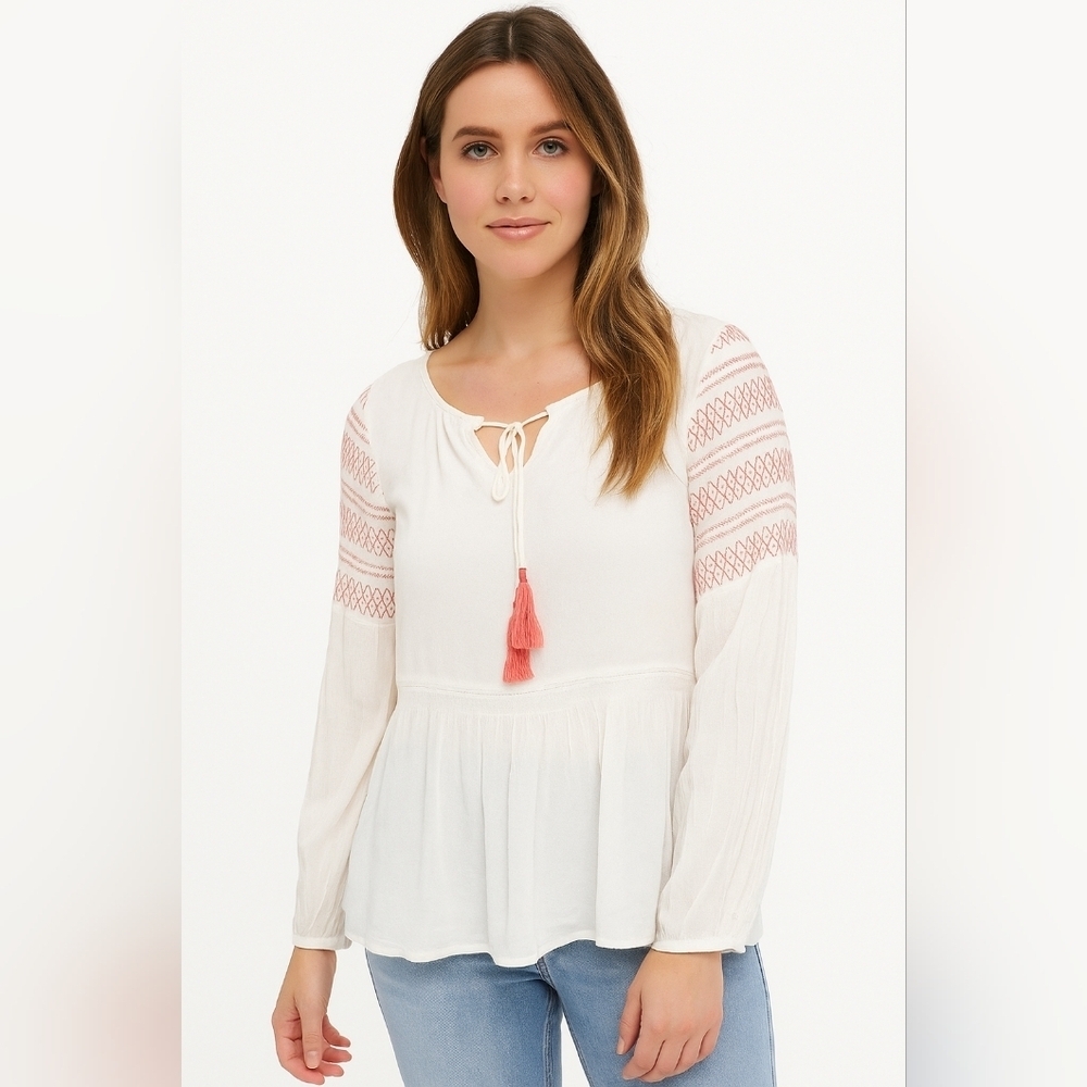 L.O.V Embroidery Tunic Top with tassels